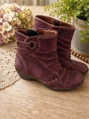 Pikolinos Burgundy Red Leather Ankle Boots EU 38 Boho
